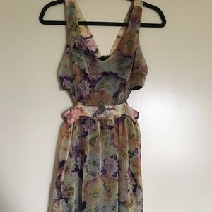 Floral cut out mini dress